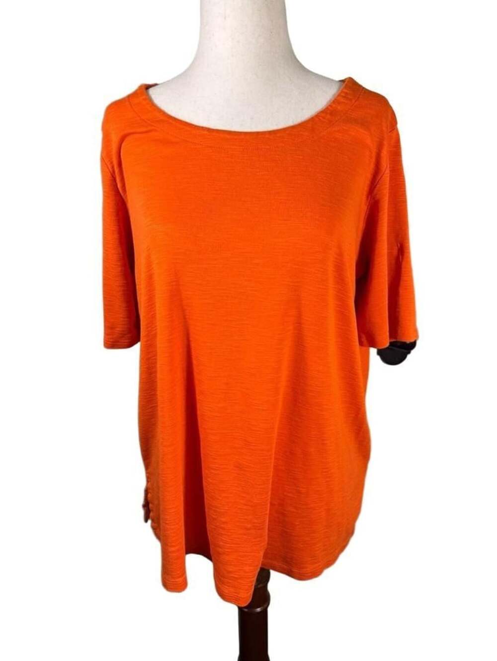 J.Jill Pima Slub Scoop-Neck Side-Slit Tee Size M Orange
H1475